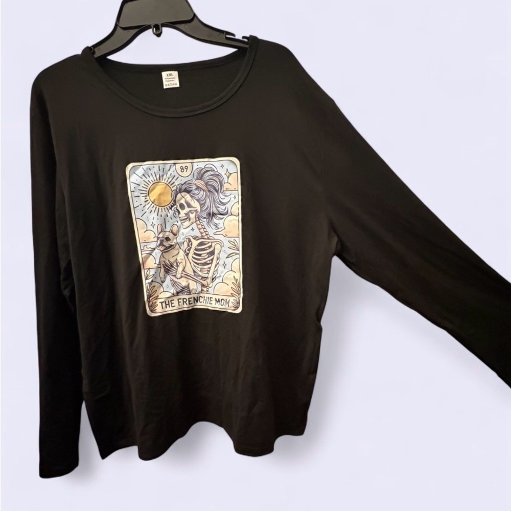 Women’s French Bulldog “The Frenchie Mom” Graphic Long-Sleeve T- Shirt XXL NEW